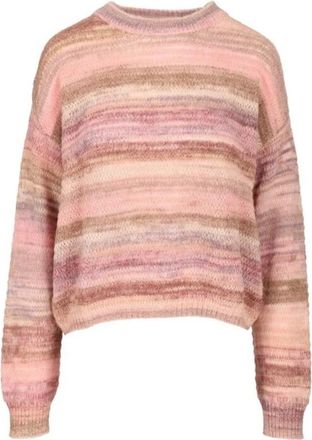 Amish Boho Trui met Ronde Hals - Dames - Ronde hals truien - Roze - M - Wol - Truien & Vesten