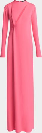 Tom Ford Slash Cutout Long-Sleeve Double Georgette Gown