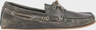 Gucci Men & apos;s Web Washed-Effect Leather Boat Shoes