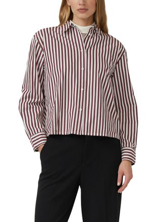 s.Oliver Hemdbluse S.OLIVER, Damen, Gr. 34, schwarz merlot stripe, Web, Obermaterial: 100% Baumwolle, gestreift, regular fit normal, ohne Ausschnitt, Manschett