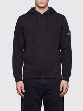 Stone Island Felpa con cappuccio in cotone con logo Compass applicato