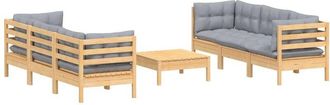 vidaXL Juego De Muebles De Jard&iacute;n 7 Pzas Y Cojines Madera De Pino Gris Vidaxl