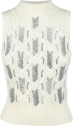 Ermanno Scervino Truien & Vesten, Dames, Wit, M, Wol, Stijlvolle Gebreide Kleding Collectie