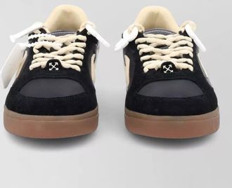 Off-white low top lace up shoes contrast stitching