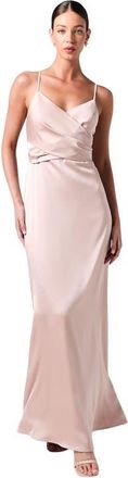 Coast Wrap Waist Satin Cami Bridesmaids Dress in Mocha at Nordstrom, Size 12