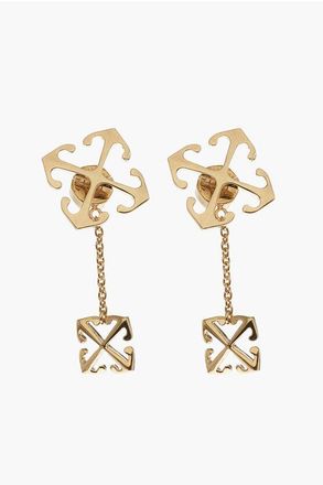 Off-white Gouden effect messing DOUBLE ARROW oorbellen in goud