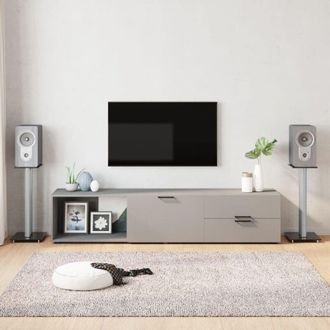 vidaXL Vidaxl - Soportes Altavoces 2 Ud Vidrio Templado Negro Y Plata 3 Pilares