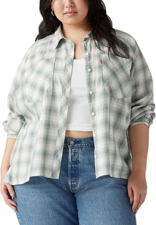 Levi's Harrison Shirt Womens Green Plaid Cotton Long Sleeve Button-Up FTS1195