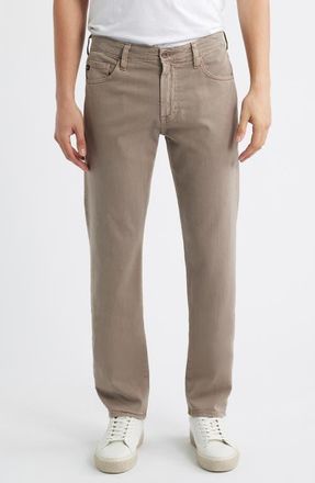 AG - Adriano Goldschmied Everett Slim Straight Leg Cotton & Linen Blend Jeans in Sulfur Amber Dust at Nordstrom, Size 31 X 34