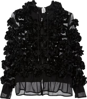 Comme Des Garçons appliqué sheer hooded jacket - Zwart