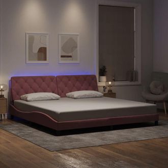 vidaXL Estructura De Cama Con Luces Led Terciopelo Rosa 200x200 Cm Vidaxl