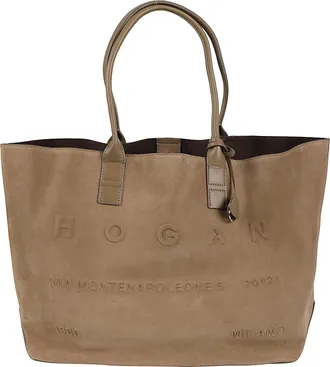 Hogan Address Medium Embossed Calf Leather Shopping Bag