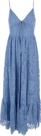 Michael Kors V-Neck Maxi Jurk - Dames - Casual kleedjes - Blauw - S - Katoen - Kleedjes