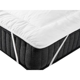 Beliani Coprimaterasso per letto 120 x 200 cm lavabile in lavatrice microfibra bianco Aizkorri