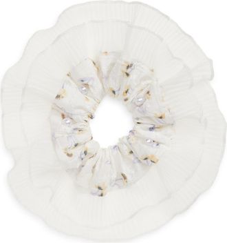 BP. Pretty Pliss&eacute; Scrunchie in Ivory Multi at Nordstrom