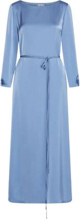 Marella Satijnen Maxi Jurk met Riem - Dames - Maxi kleedjes - Blauw - L - Satijn - Kleedjes