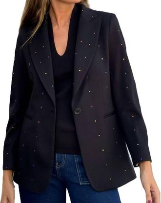 Vilagallo Embellished With Bright Colored Rhinestones Blazer In Black