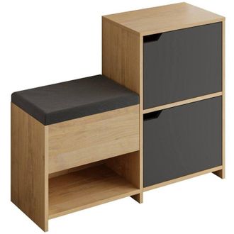 Dmora Scarpiera Tokage, Mobile portascarpe, Armadio da ingresso multiuso, Mobiletto per calzature, 102x36 h81 cm, Antracite e Quercia - Dmora