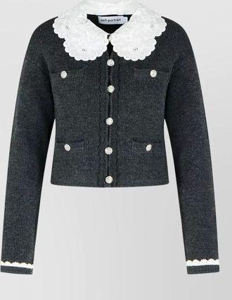 Self Portrait cashmere-blend relaxed-fit cropped cardigan