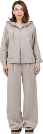 Circolo 1901 Wollen hoodie met ritssluiting - Dames - Vesten met rits - Beige - XS - Wol - Hoodies & sweatvesten