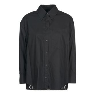 Dondup Shirts, female, Black, Size: 2XS Embroidered Long Sleeve Shirt