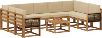 vidaXL Conjunto De Sof&aacute;s De Exterior 10 Uds. Natural Y Beige Vidaxl