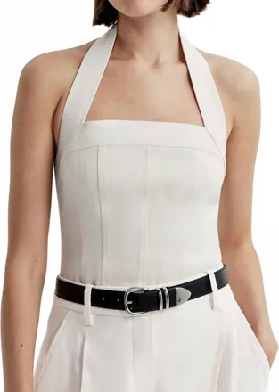 A.L.C. Lori Linen Halter Top In Buttercream