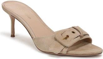 Veronica Beard Tia Buckle Slide Sandal in Sand Suede at Nordstrom, Size 6.5