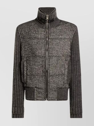 Dolce & Gabbana houndstooth knit jacket buckle detail