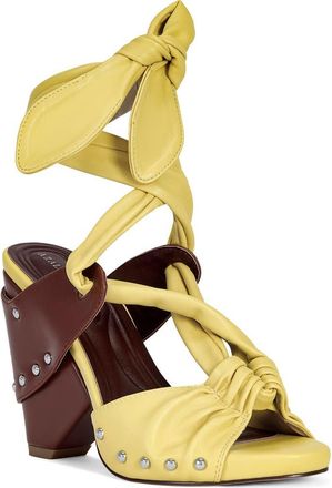 Azalea Wang Aruba Ankle Tie Sandal in Yellow at Nordstrom, Size 7.5