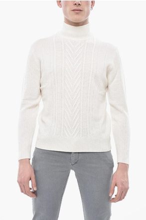 Paolo Pecora Virgin Wool Mock-Neck Sweater with Textured Details size Xxl