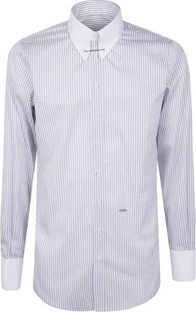 Dsquared2 Pin Kraag Zakelijk Overhemd - Heren - Casual Overhemden - Grijs - S - Overhemden