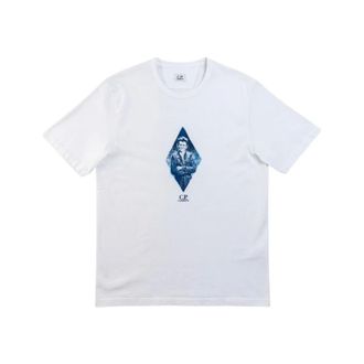 C.P. Company T-Shirts, male, White, Size: XL Logo-print Short-sleeved T-Shirt