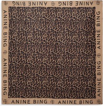 Anine Bing Leopard Print Square Scarf - Dames - Sjaals - Bruin - ONE Size - Accessoires