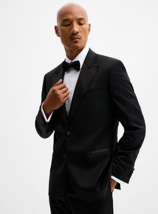 Le 31 Mens Satiny-collar tuxedo jacket Wool weave by Marzotto London fit - Semi-slim