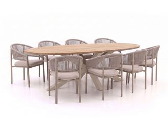 Bellagio la vita attrattiva Bellagio Panaro/ROUGH-Y Ellips 280cm dining tuinset 9-delig stapelbaar