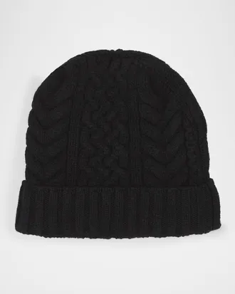 Alexander McQueen Skull Cable Knit Cashmere-Blend Beanie