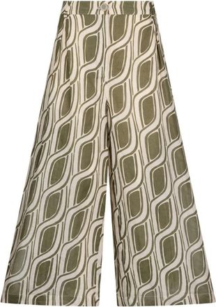 Liu Jo Cropped Palazzo Trousers Elastic Waist - female - Liu Jo - Wide Trousers - Green - 3XL - Trousers