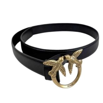 Pinko Love Berry Belt - Dames - Riemen - Zwart - S - Leer - Accessoires