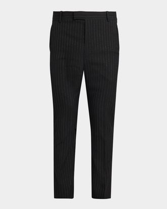 Alexander McQueen Mens Pinstripe Wool Cigarette Trousers