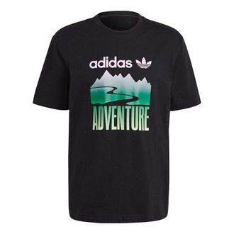 adidas originals Adv Mount Tee Retro Pattern Sports Short Sleeve Black GN2357