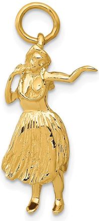 Diamond2Deal 14k Yellow Gold 3-D Hula Dancer Charm Pendant