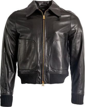 Amiri Bomber in pelle con zip - Nero