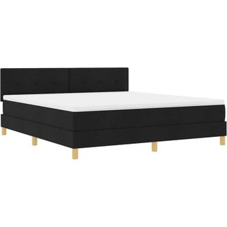 vidaXL Cama Tipo Box Spring Con Colch&oacute;n Negro 180 X 200 Cm Tela Vidaxl