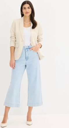 Bonprix Jackenblazer BONPRIX, Damen, Gr. 38, beige (hellsand), Obermaterial: 95% Polyester, 5% Elasthan. Futter: 100% Polyester, schmal, Blazer Jackenblazer, 