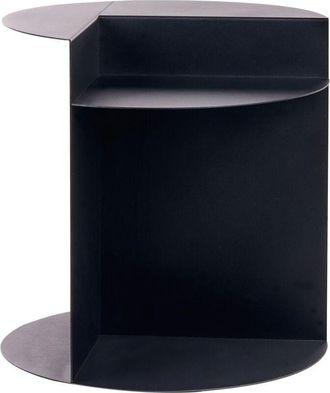 Beliani Beliani - Mesa Auxiliar De Metal Redonda Con Estante Negro Taggart