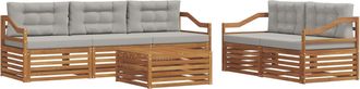 vidaXL Conjunto De Sof&aacute;s De Exterior 6 Uds. Gris Natural Y Claro Vidaxl