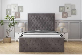 Sloomy Vienna Naples Special Bed Frame. With 50 Upholstered Headboard in Grey | Size: Single