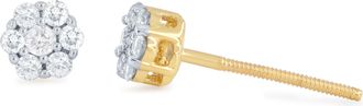 LuvMyJewelry Meadow 0.15 Ct TW Lab Grown Diamond Cluster Studs 14K Gold Earrings