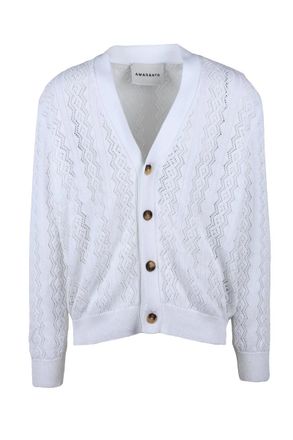 Amaranto Tricot Cotton Cardigan - White